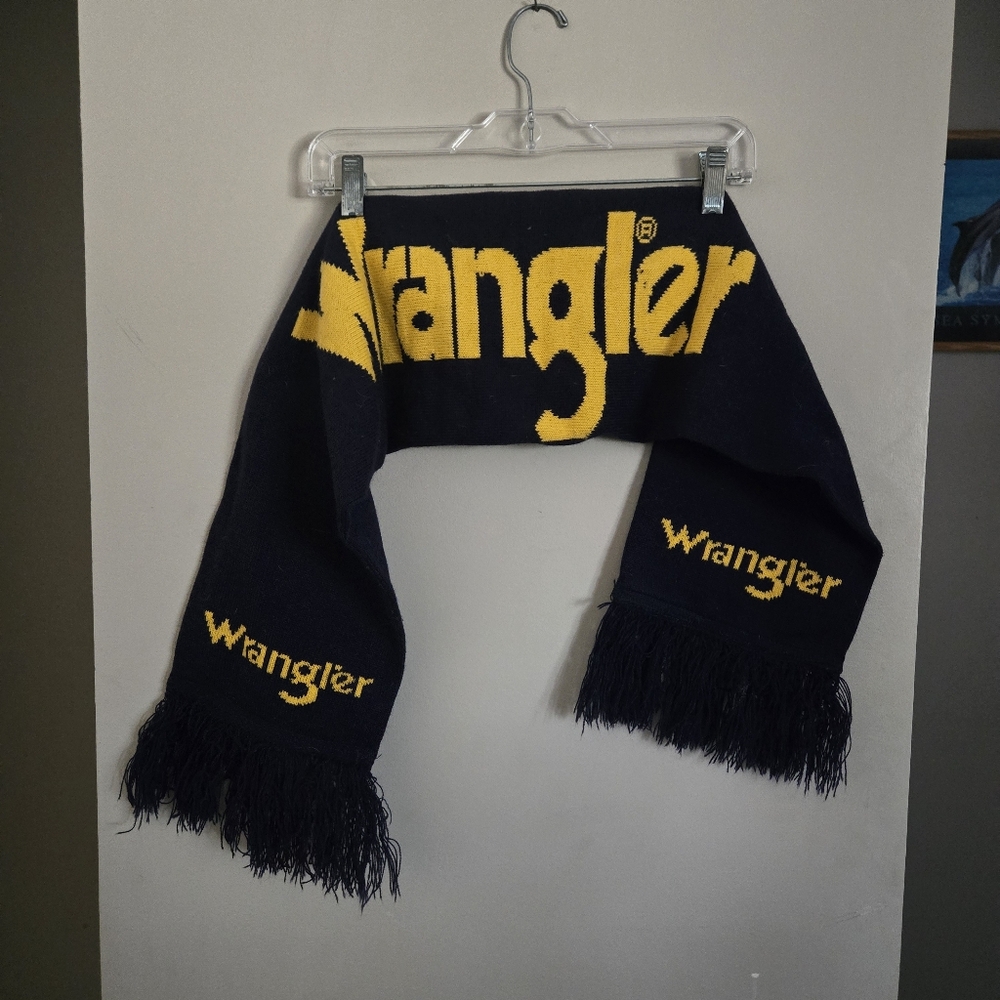 Wrangler Navy and Yellow Logo Knit Scarf